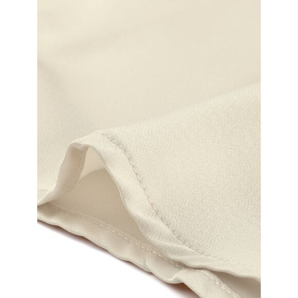 Women's Collar Blouse Long Sleeve Satin Button Down Shirt Apricot - Picture 5 of 5